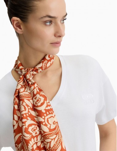 CAMISETA LIU.JO DE ALGODÓN CON FULAR TERRACOTA