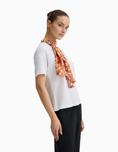 CAMISETA LIU.JO DE ALGODÓN CON FULAR TERRACOTA