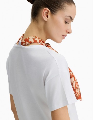 CAMISETA LIU.JO DE ALGODÓN CON FULAR TERRACOTA