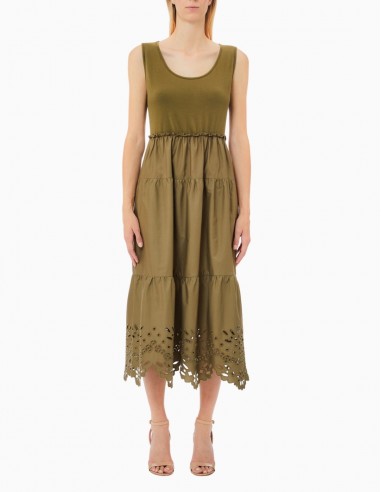 VESTIDO LIU.JO DE ALGODÓN CON BORDADOS VERDE
