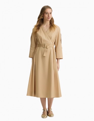 VESTIDO LIU.JO DE ALGODÓN CON CINTURÓN BEIGE