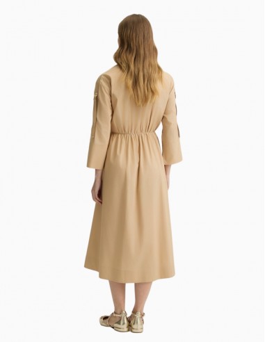 VESTIDO LIU.JO DE ALGODÓN CON CINTURÓN BEIGE