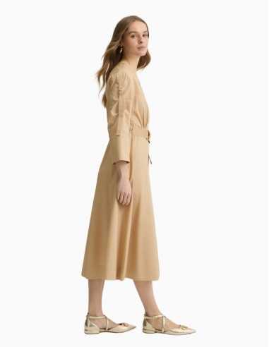 VESTIDO LIU.JO DE ALGODÓN CON CINTURÓN BEIGE