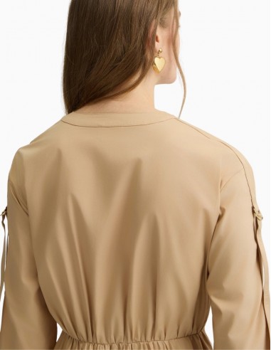 VESTIDO LIU.JO DE ALGODÓN CON CINTURÓN BEIGE