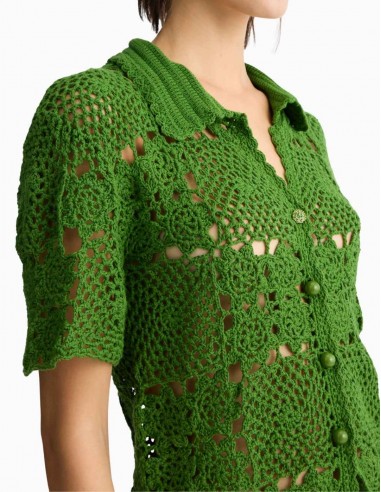 CÁRDIGAN LIU.JO DE PUNTO CROCHET VERDE