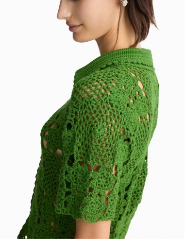 CÁRDIGAN LIU.JO DE PUNTO CROCHET VERDE