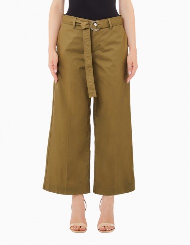PANTALÓN LIU.JO CROPPED CON CINTURÓN VERDE