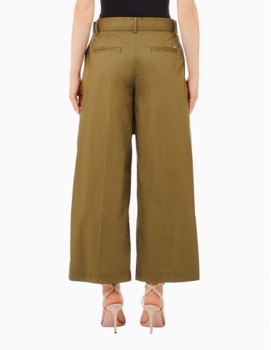 PANTALÓN LIU.JO CROPPED CON CINTURÓN VERDE