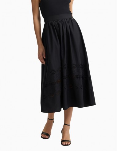FALDA LIU.JO DE ALGODÓN CON BORDADOS NEGRA