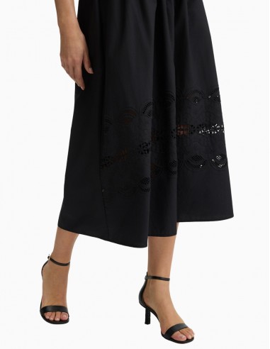 FALDA LIU.JO DE ALGODÓN CON BORDADOS NEGRA