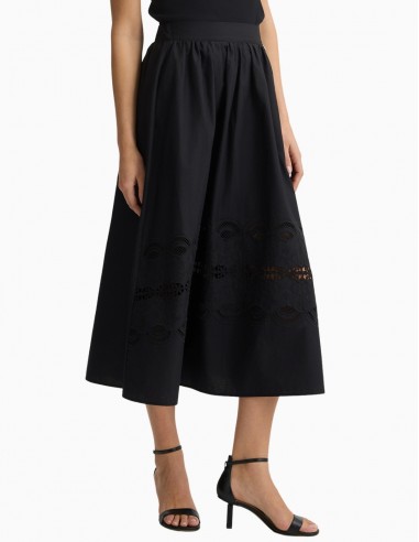 FALDA LIU.JO DE ALGODÓN CON BORDADOS NEGRA
