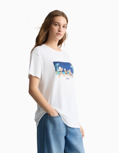 CAMISETA LIU.JO CON ESTAMPADO Y STRASS PLAYA...