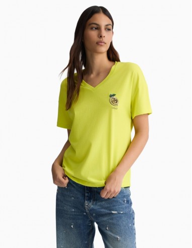 CAMISETA LIU.JO DE ALGODÓN LIMÓN AMARILLO
