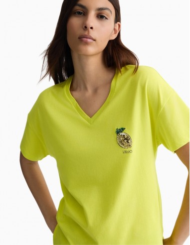 CAMISETA LIU.JO DE ALGODÓN LIMÓN AMARILLO