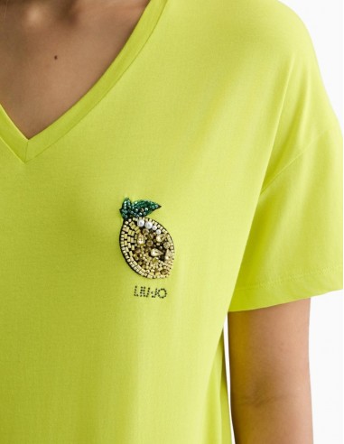 CAMISETA LIU.JO DE ALGODÓN LIMÓN AMARILLO