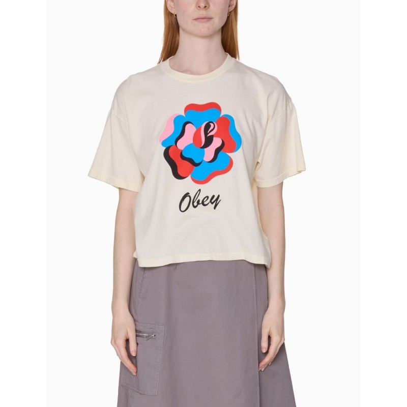Camiseta De Mujer Obey Paper Rose Unbleached