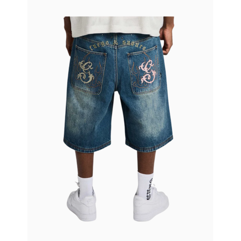 Pantalón Corto Grimey Chief Watcher Baggy Washed Sage Blue