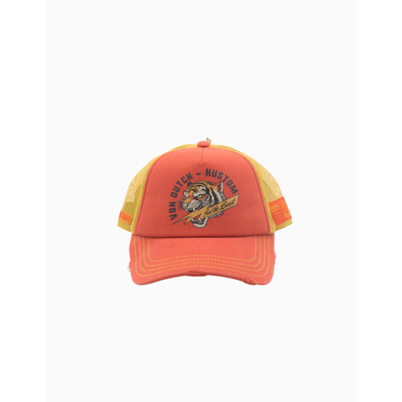Gorra Von Dutch Trucker Naranja Tigre