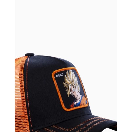 Gorra Capslab trucker negra y naranja Son Goku Super Saiyan GO3 Dragon Ball