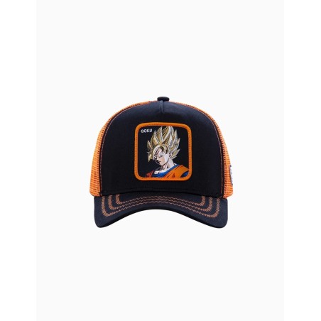 Gorra Capslab trucker negra y naranja Son Goku Super Saiyan GO3 Dragon Ball