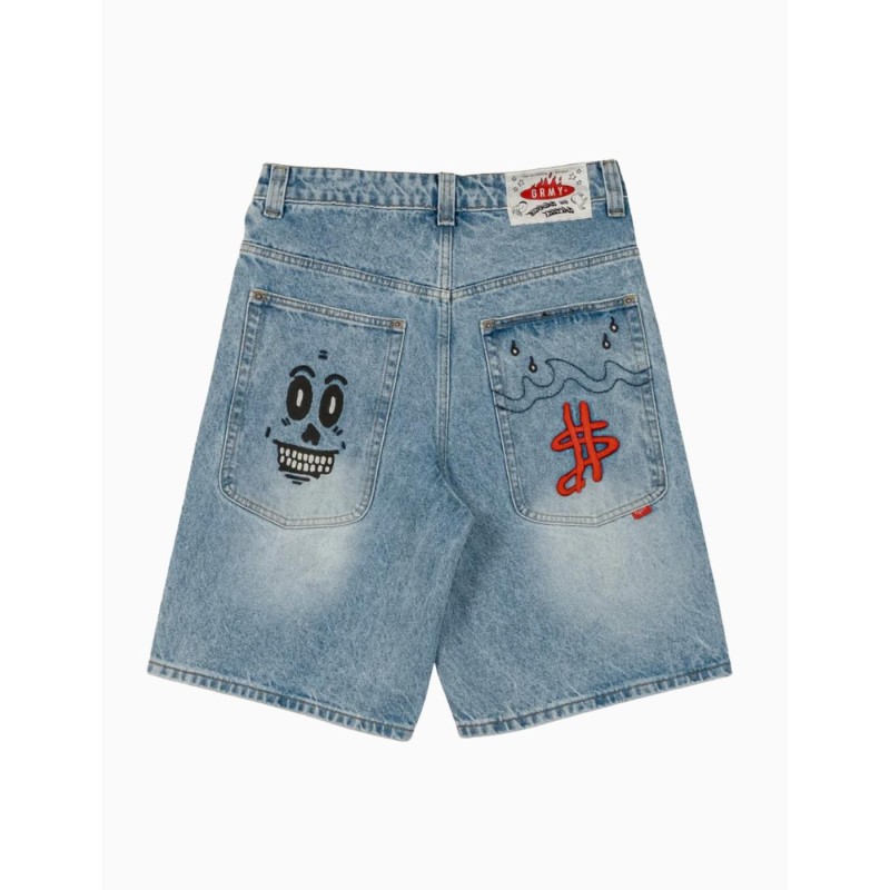 Pantalón Corto Grimey Stardust Baggy Washed Light Blue