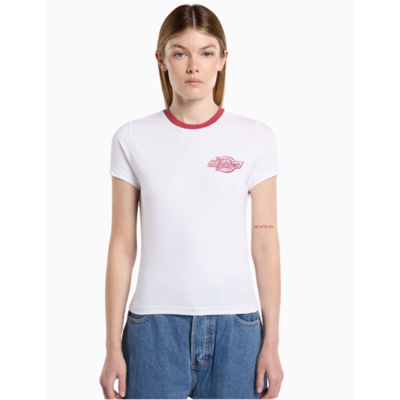 Camiseta Dickies Mujer Plainville Ringer Tee Blanca