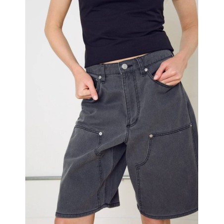 Pantalon Corto De Mujer Obey Shift Panel Short Charcoal Faded Wash